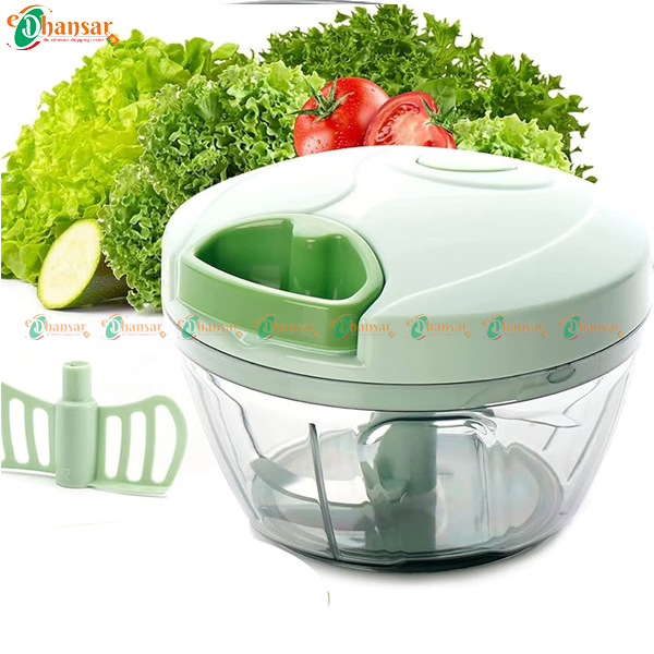 Handy and Compact Manual Food Chopper with Stainless Steel Blades 