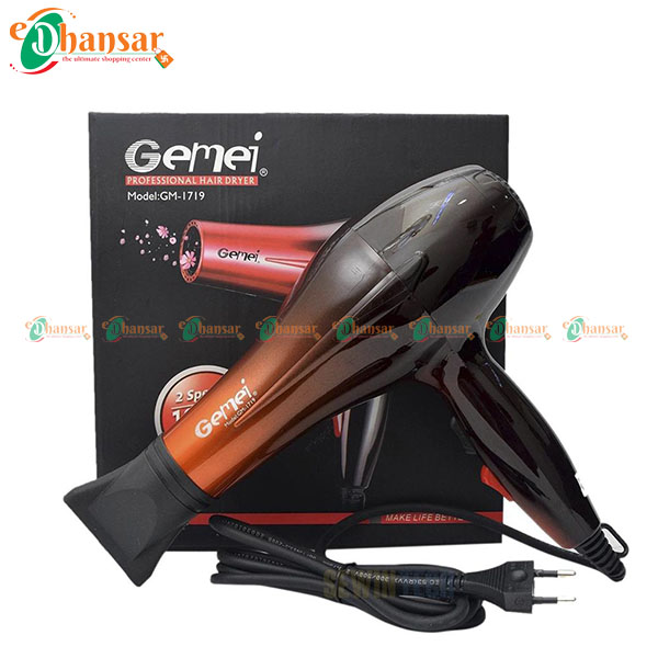 Gemei GM-1719 Professional Hair Dryer 1800W Quick And Comfort For All Hair Types 