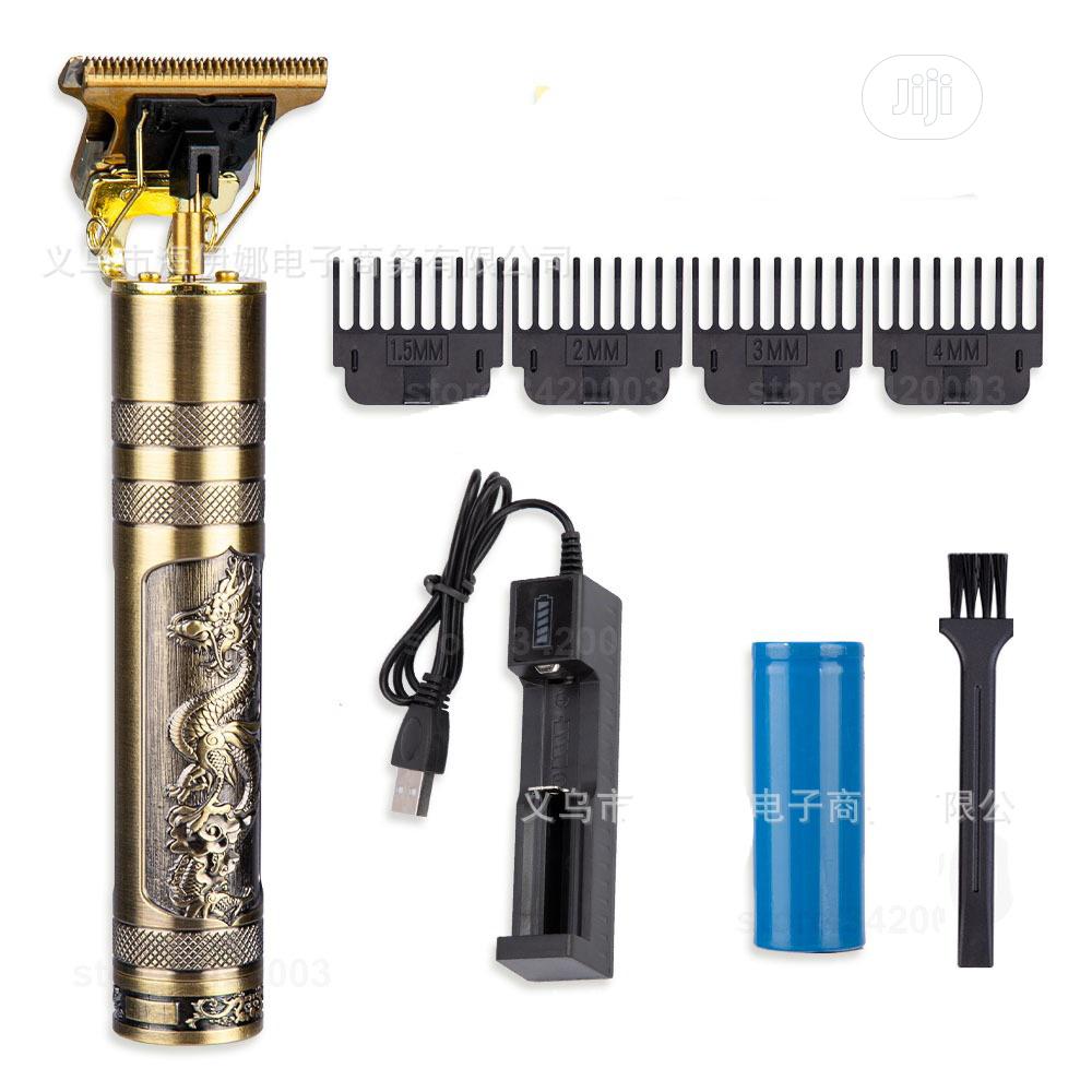  Vintage T9 Professional Hair Trimmer Buddha Cordless Hair Clipper Barber Carving Hair Shaver Set (Gold) 